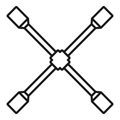 Cross wheel key icon. Outline cross wheel key vector icon for web design isolated on white background