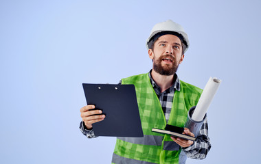 engineer with drawings documents