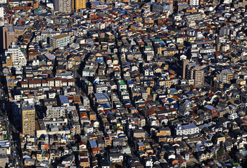 A residential area in Tokyo seen from the air