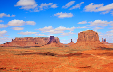 Fototapeta premium Panorama with famous Buttes of Monument Valley from Arizona, USA.