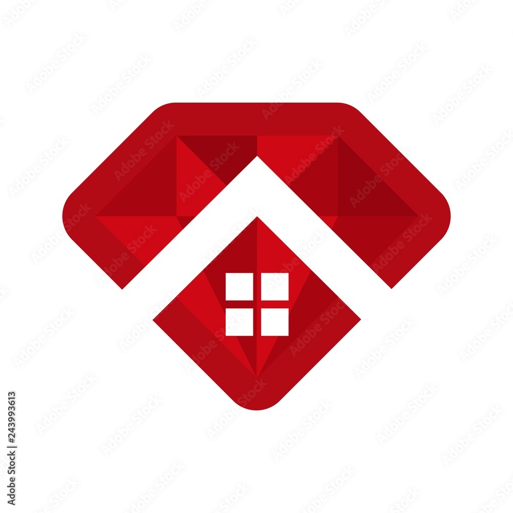 Poster home and roof vector logo. diamond symbol.