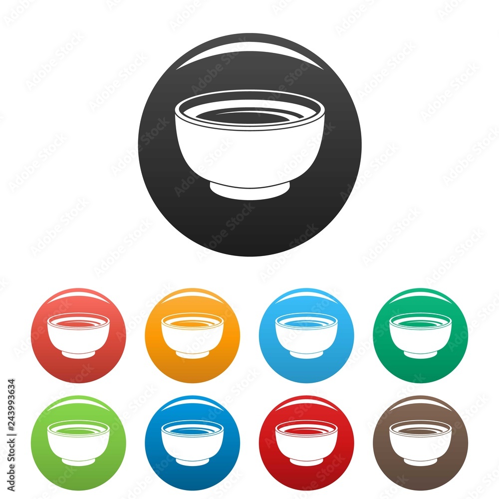 Poster spinach soup icons set 9 color vector isolated on white for any design