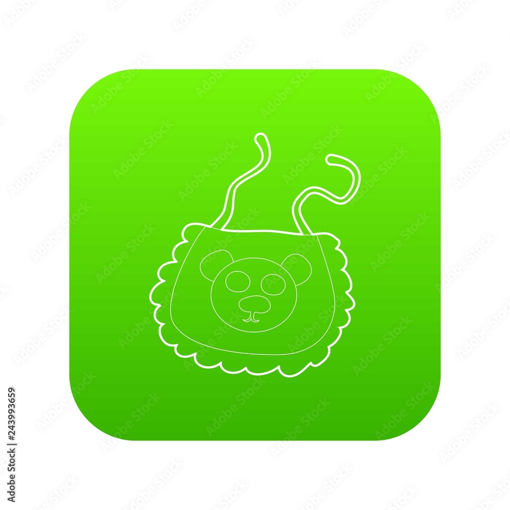 Wall mural baby bib icon green vector isolated on white background