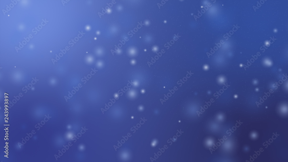 Poster blue background, digital signature with wave particles, sparkle, veil and space with depth of field.