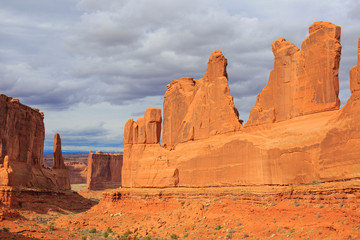 Park Avenue Viewpoint in Arches National Park. Moab, Utah, USA.