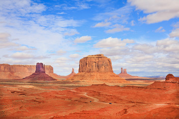 Panorama with famous Buttes of Monument Valley from Arizona, USA.