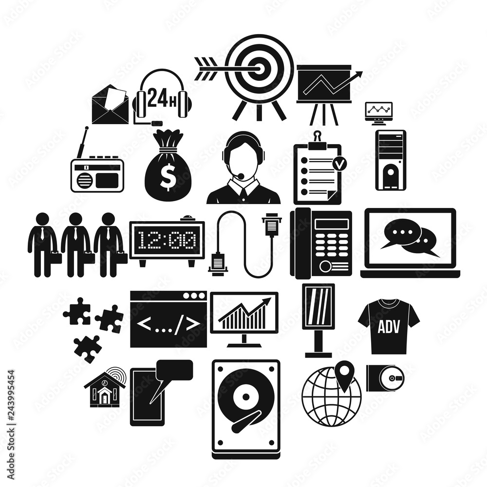 Poster software system icons set. simple set of 25 software system vector icons for web isolated on white b