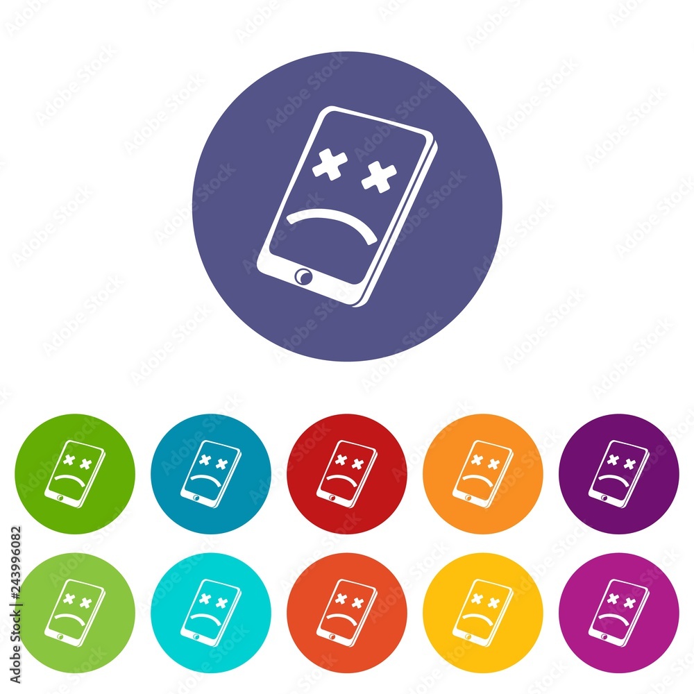 Poster dead smartphone icons color set vector for any web design on white background