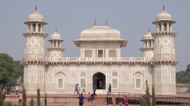 View of Tomb of I'timād-ud-Daulah (Itimad ud Daulah ka Maqbara) is a Mughal mausoleum in the city of Agra also known as "jewel box" or "baby taj"