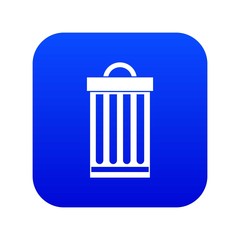Trash can icon digital blue for any design isolated on white vector illustration