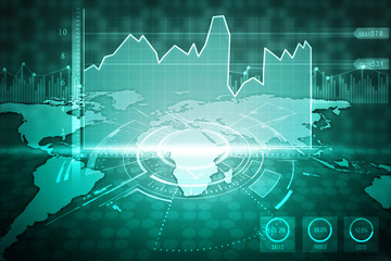 2d rendering Stock market online business concept. business Graph 