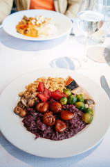 Swiss style vegetarian food with Rosti