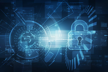 2d illustration Safety concept: Closed Padlock on digital background