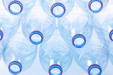 Stack of empty plastic water bottles
