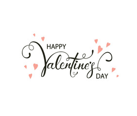 Text Happy Valentines Day with Pink Hearts