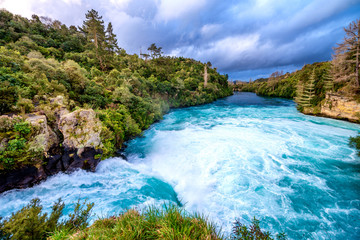 Naklejka na ściany i meble Powerful Huka Falls in New Zealand