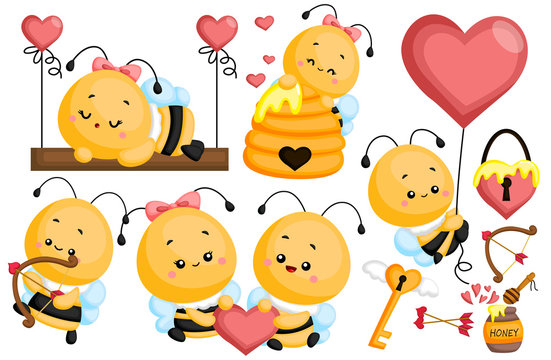 a vector images of bee in loves