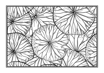 Exotic lotus leaves antistress coloring page
