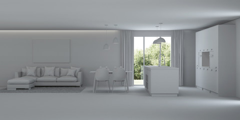 Modern house interior. Repairs. Gray interior.  3D rendering.