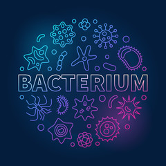 Bacterium round vector colorful microbiology illustration made with bacteria concept outline icons on dark background