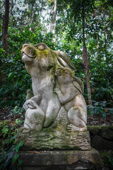 Fototapeta na wymiar Rabbit statue in the Monkey Forest, Ubud, Bali, Indonesia