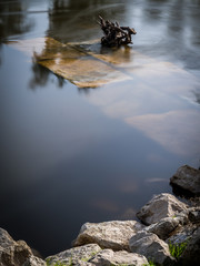 Beautiful long exposure landscape in a nature reserve during a windy winters day 