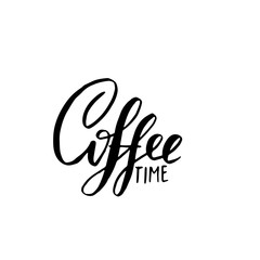 Obraz premium Coffee time banner. Modern dry brush lettering. Calligraphy poster. Vector illustration.