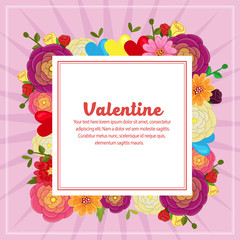 cute valentine decoration square text with buttercup flower