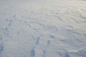 Naklejka premium Beautiful background from snow shined with the sun