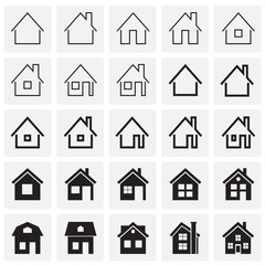 Home icons set on squares background for graphic and web design, Modern simple vector sign. Internet concept. Trendy symbol for website design web button or mobile app