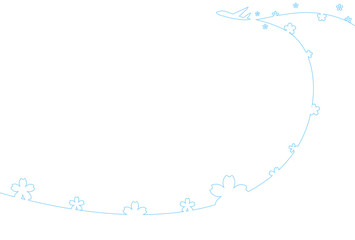 春の飛行機雲　桜