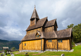 Fototapeta na wymiar Urnes Stave Church Ornes Luster Sogn og Fjordane Norway Scandanavia