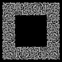 Border in slavonic calligraphy style or frame in slavonian style, handwriting slav art, paint brush or tassel ornate for photography or invitation card template. Scribble and ink scratch theme