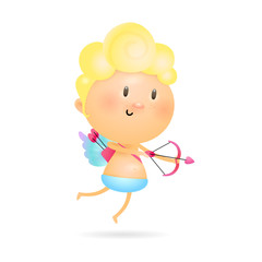 Angel cupid illustration. Cute, boy, love arrow. Saint Valentines Day concept. Vector illustration can be used for topics like gift card, love, romantic