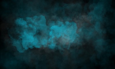 Background of an empty dark-black room. Empty brick walls, lights, smoke, glow, rays