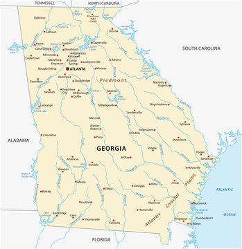 Vector Map of the U.S. state of Georgia