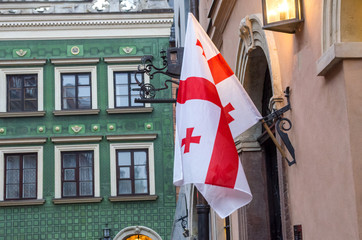 Polish flag on the building