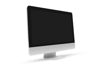 Isolated modern computer with shadow side view 3d rendering