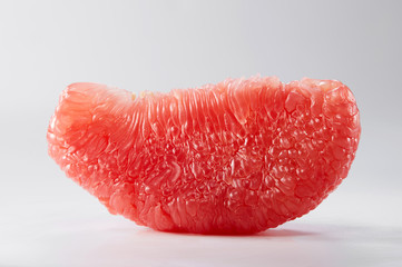 Delicious fruit, closeup red grapefruit flesh