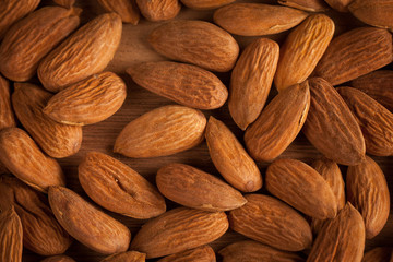 mix of nuts on a wooden table