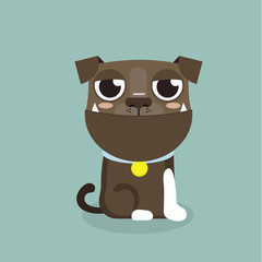 Dog American Pitbull Terrier Cartoon Vector.