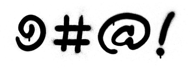 Obraz premium graffiti curse symbols sprayed in black over white