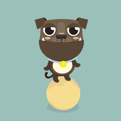 Dog American Pitbull Terrier Cartoon Vector.