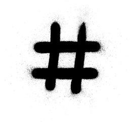 graffiti hashtag symbol sprayed in black over white