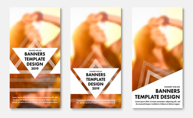 Design vertical web banners with triangular elements for text.