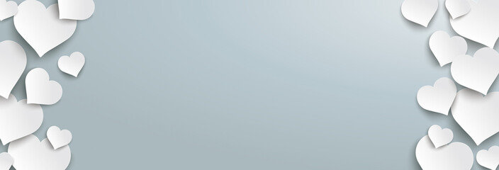 White Paper Hearts Abstract Header