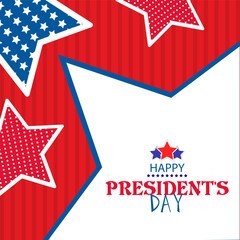 American flag color star decorated template design for Happy President's Day.