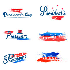 Typography set of Happy President's Day on white background.