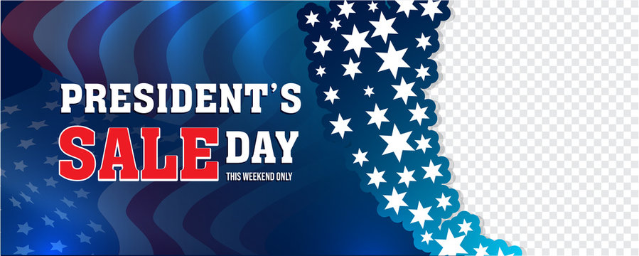 President's Day sale header or banner design decorated with stars and space for your product image.