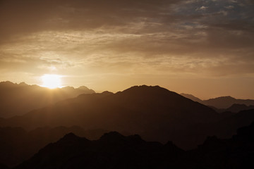 Egypt landscape mountains sunset in desert over summer